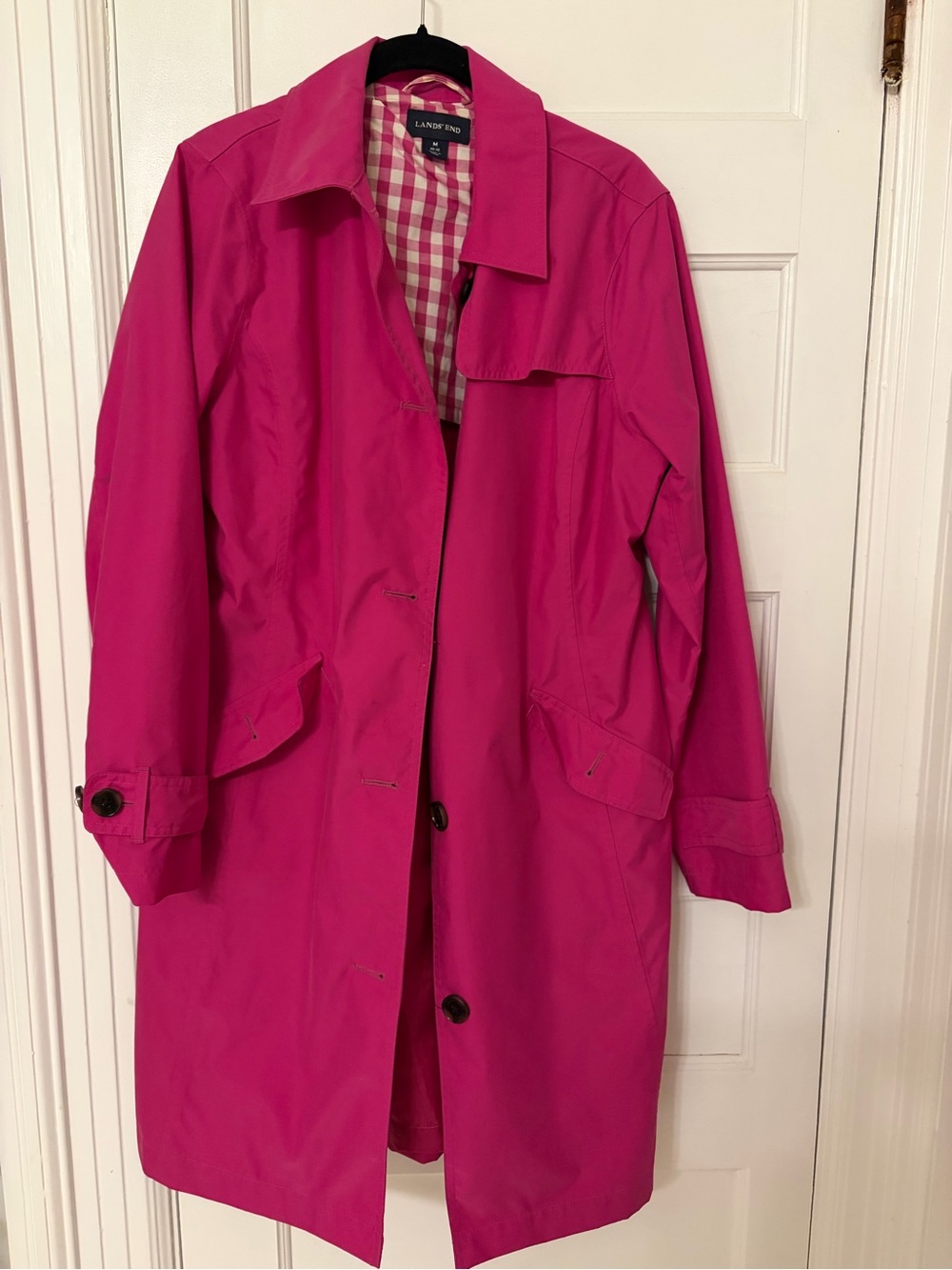 Lands' End Women's Bright Pink Trench Coat